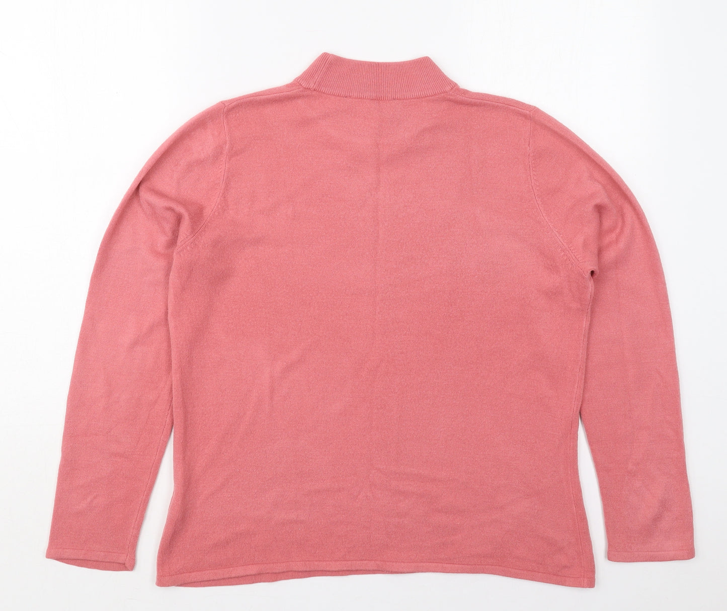 Bonmarché Womens Pink Crew Neck  Acrylic Pullover Jumper Size 16