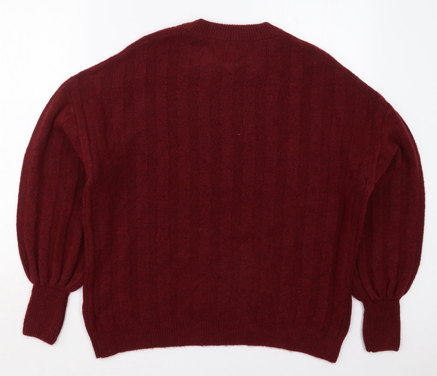 Peacocks Womens Red Crew Neck  Acrylic Pullover Jumper Size M