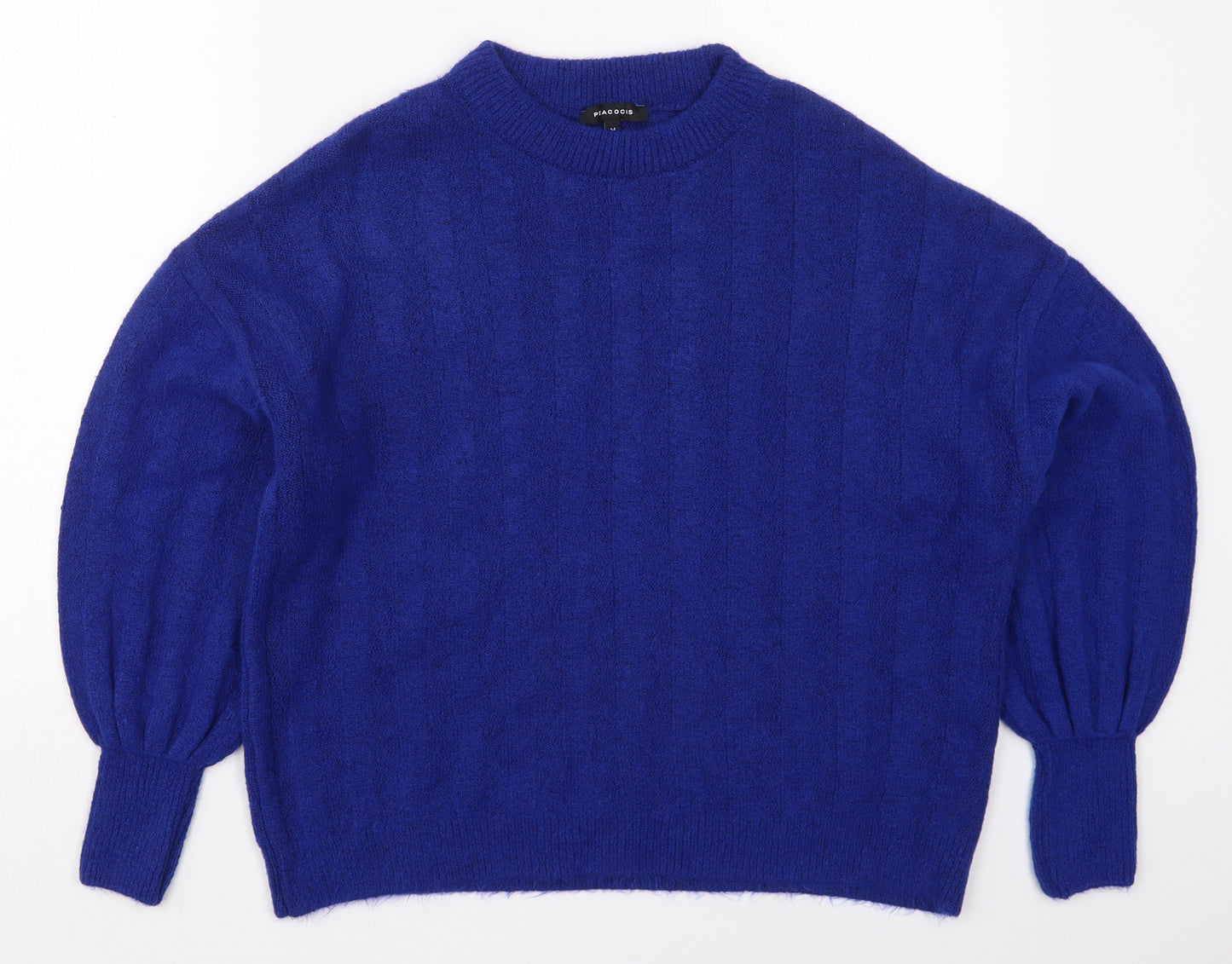 Peacocks Womens Blue Crew Neck  Acrylic Pullover Jumper Size M