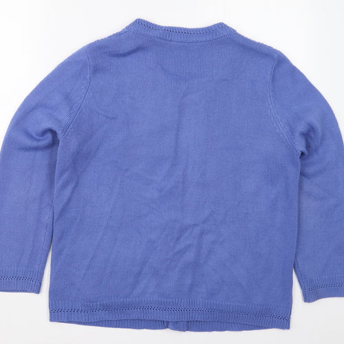 Bonmarché Womens Blue Crew Neck  Acrylic Cardigan Jumper Size M