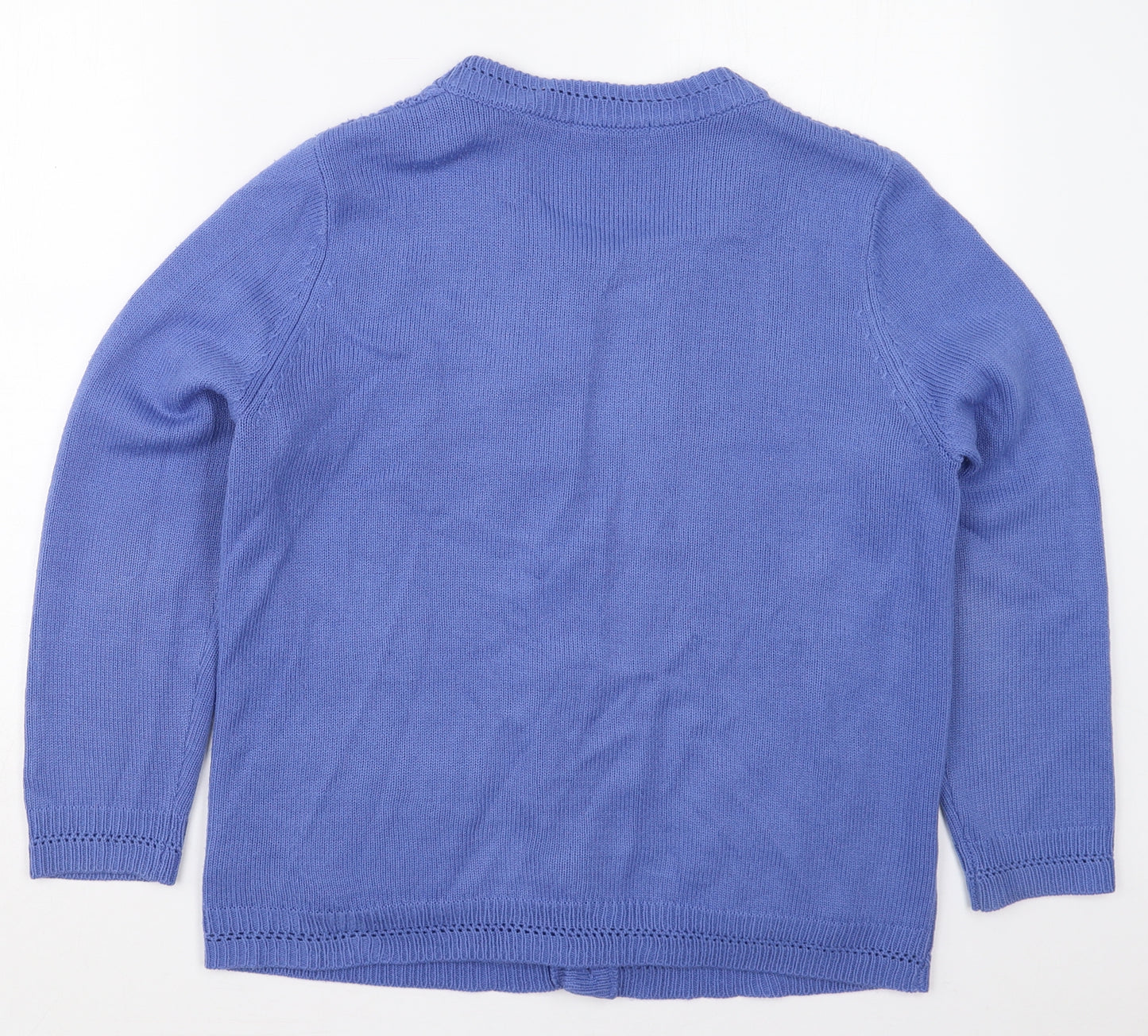 Bonmarché Womens Blue Crew Neck  Acrylic Cardigan Jumper Size M