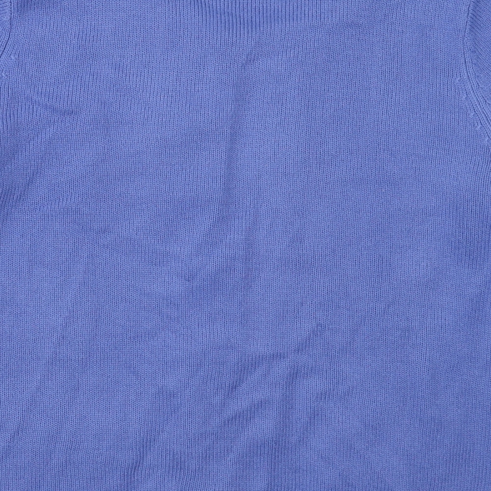 Bonmarché Womens Blue Crew Neck  Acrylic Cardigan Jumper Size M