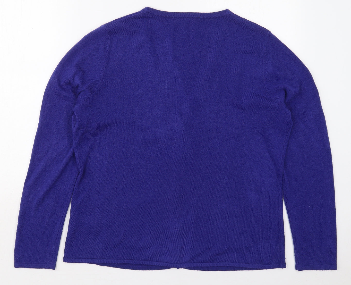 Bonmarché Womens Blue V-Neck  Acrylic Cardigan Jumper Size 16