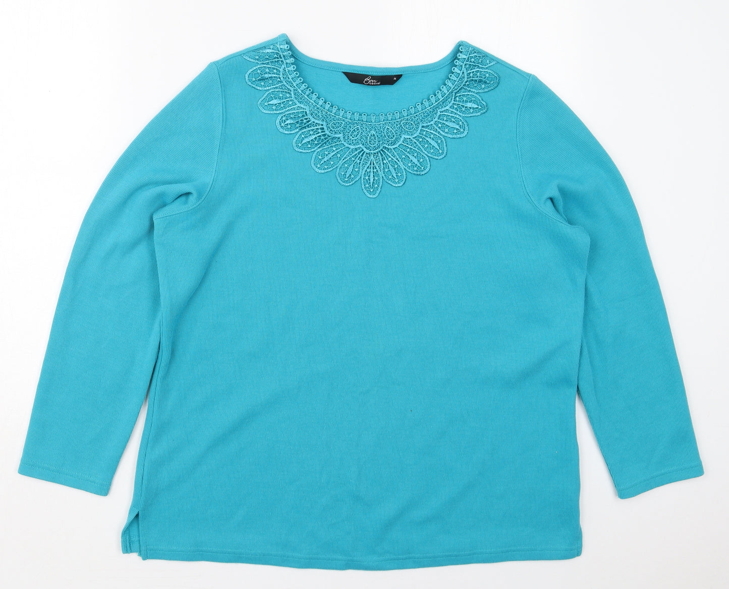 Bonmarché Womens Blue  Polyester Basic T-Shirt Size M Round Neck