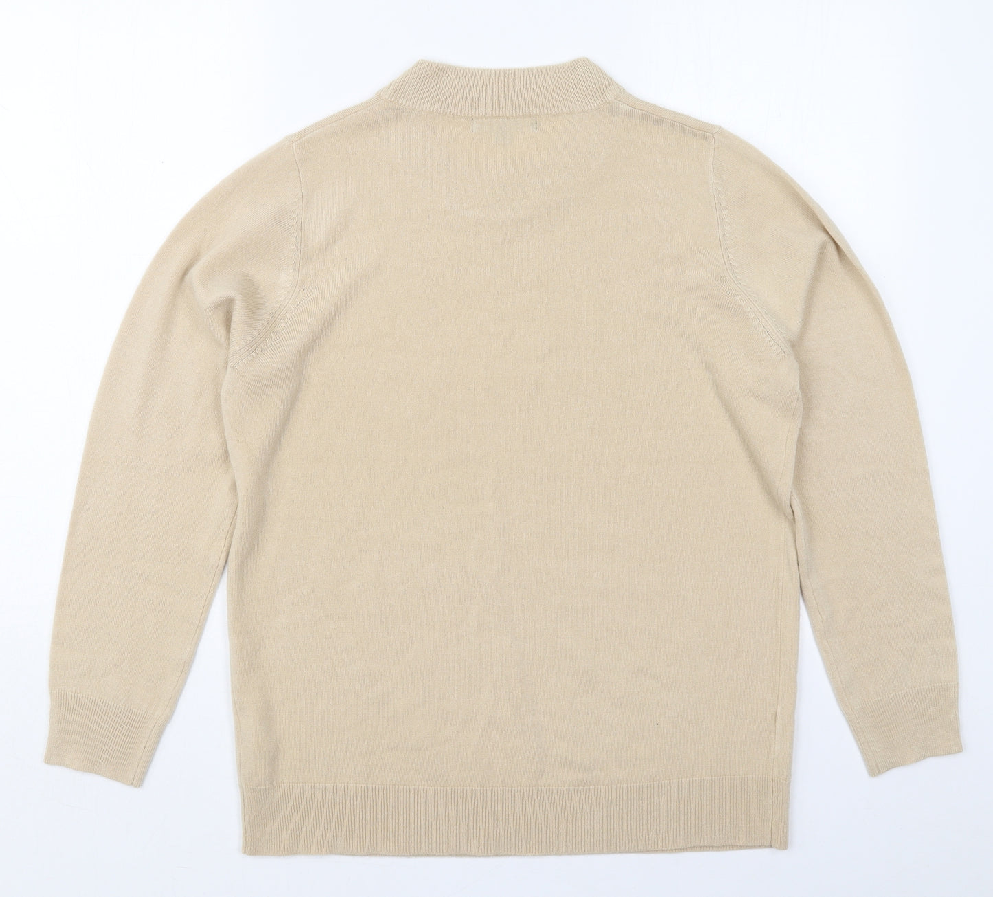 Bonmarché Womens Beige Crew Neck  Acrylic Pullover Jumper Size 16