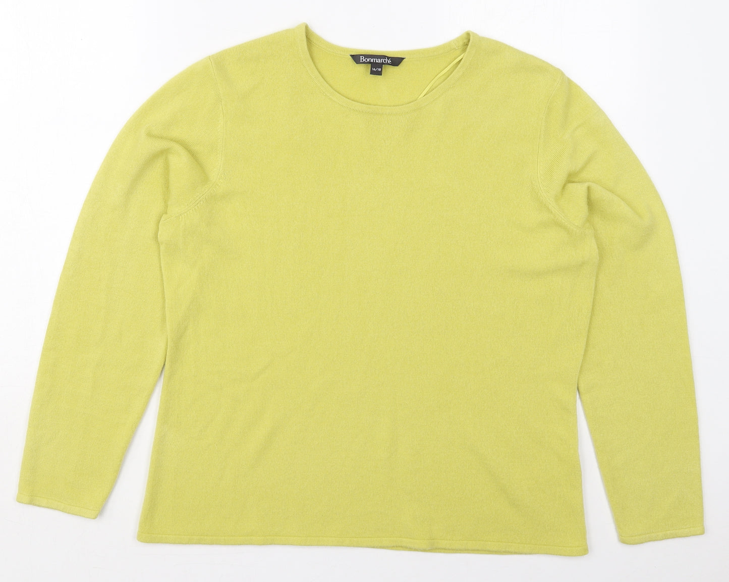 Bonmarché Womens Green Crew Neck  Acrylic Pullover Jumper Size 16