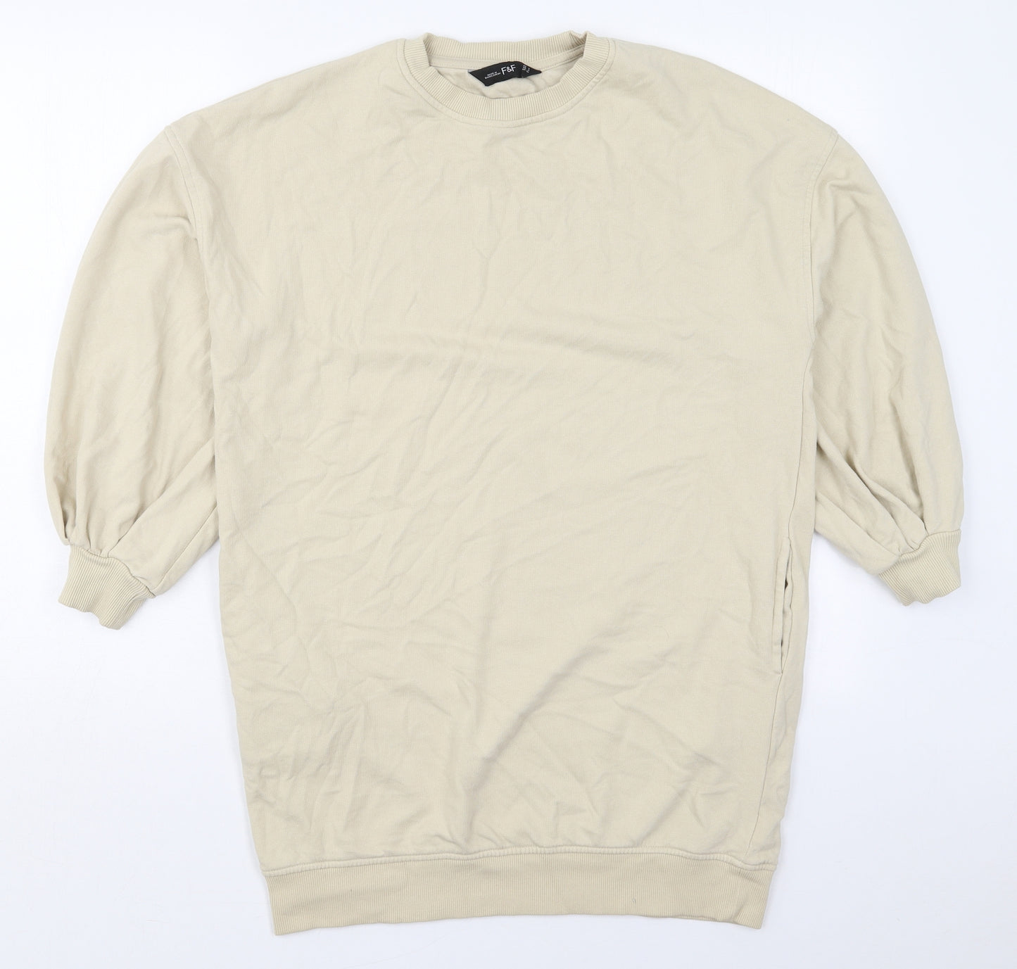 F&F Womens Beige  Cotton Pullover Sweatshirt Size 8  Pullover