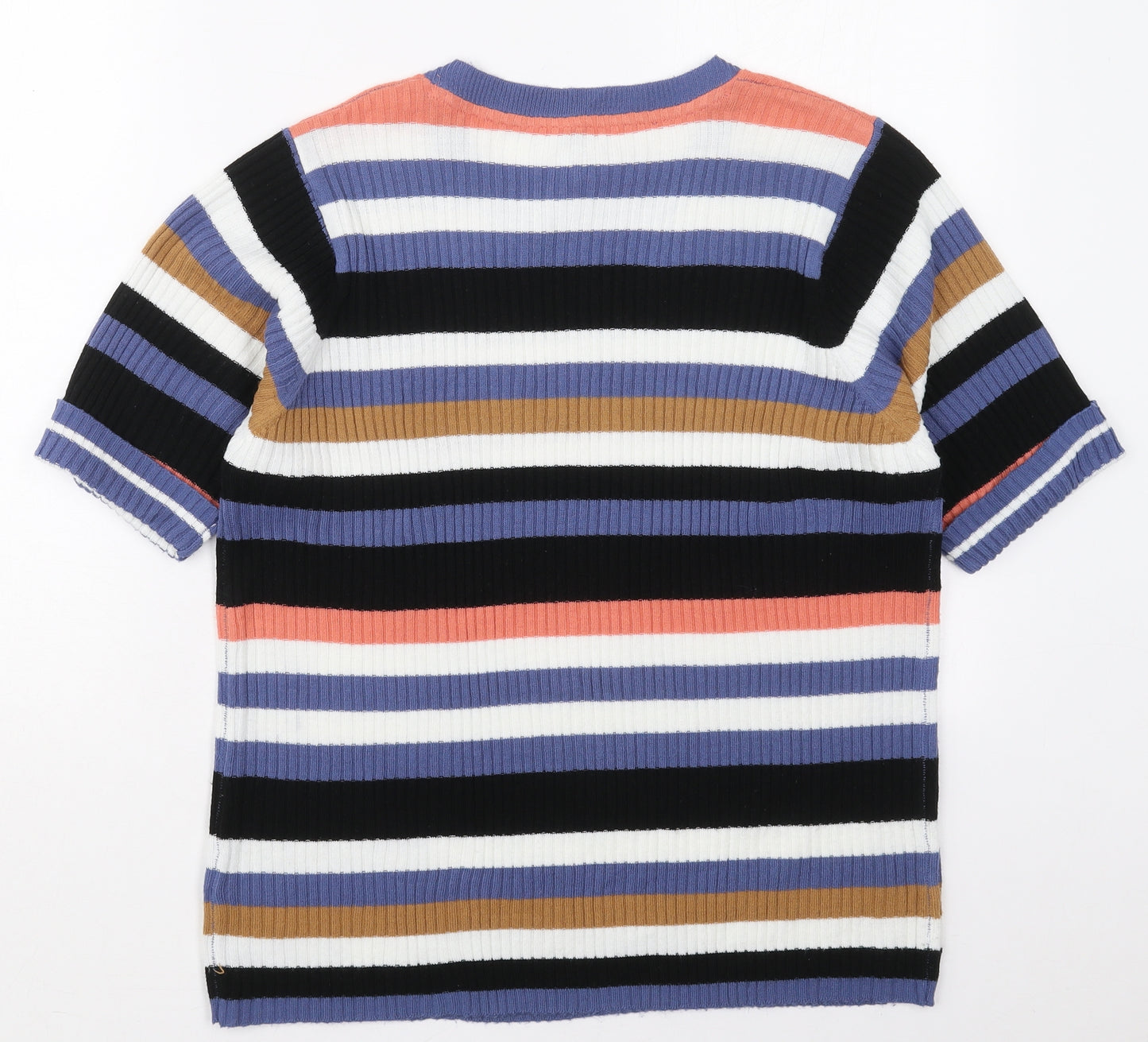 Capsule Womens Blue Crew Neck Striped Acrylic Pullover Jumper Size 16