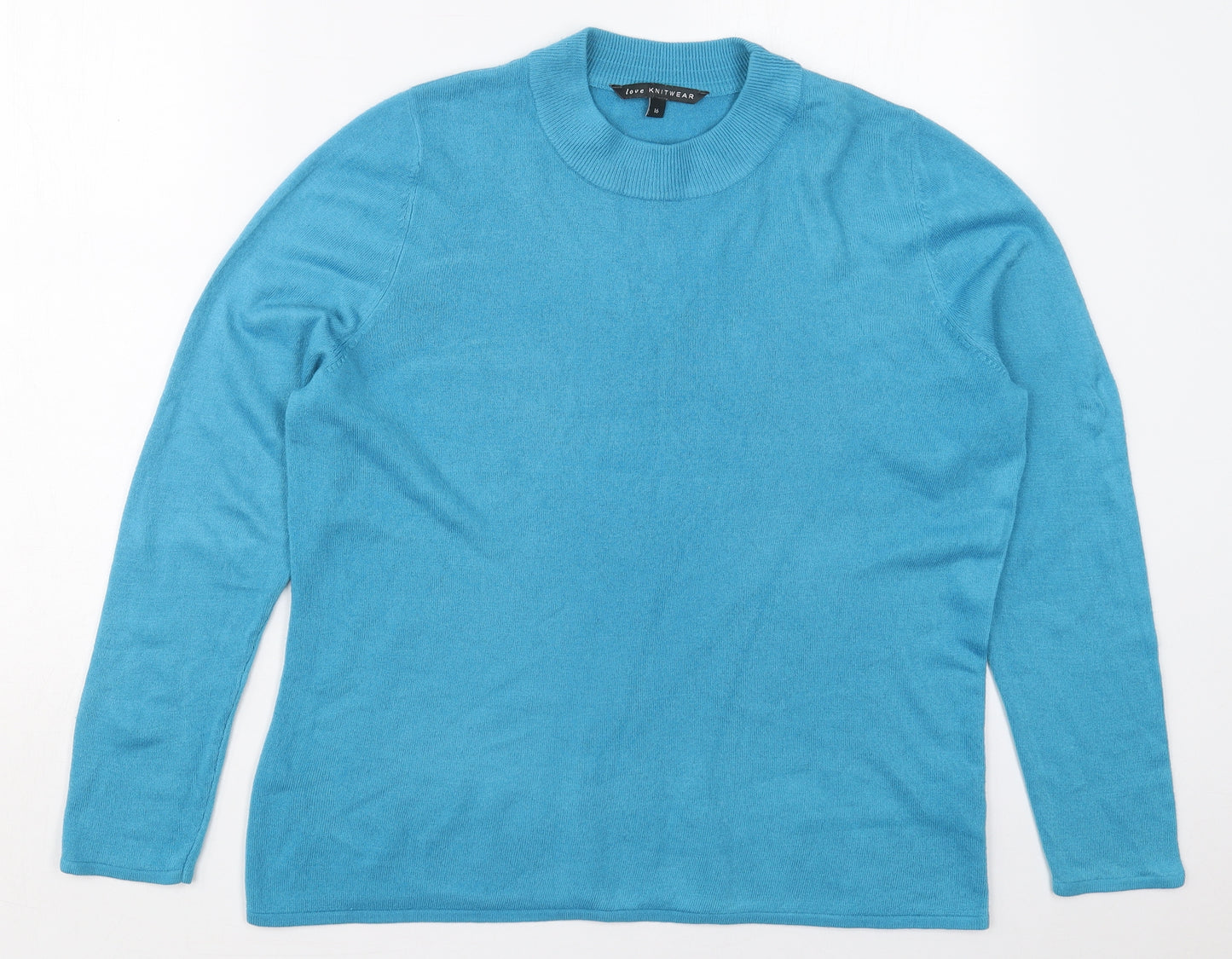 Bonmarché Womens Blue Crew Neck  Acrylic Pullover Jumper Size 16