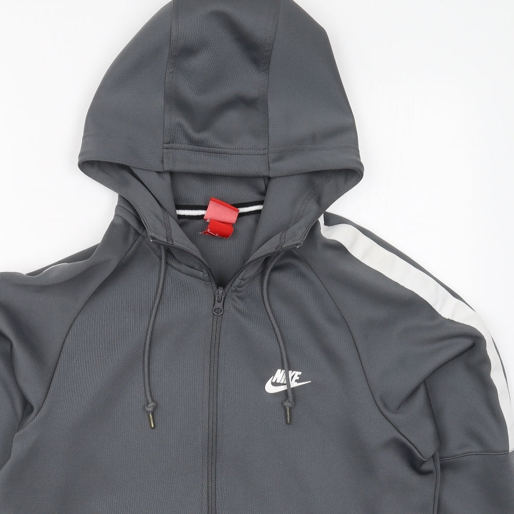 Nike Mens Grey  Polyester Full Zip Hoodie Size M