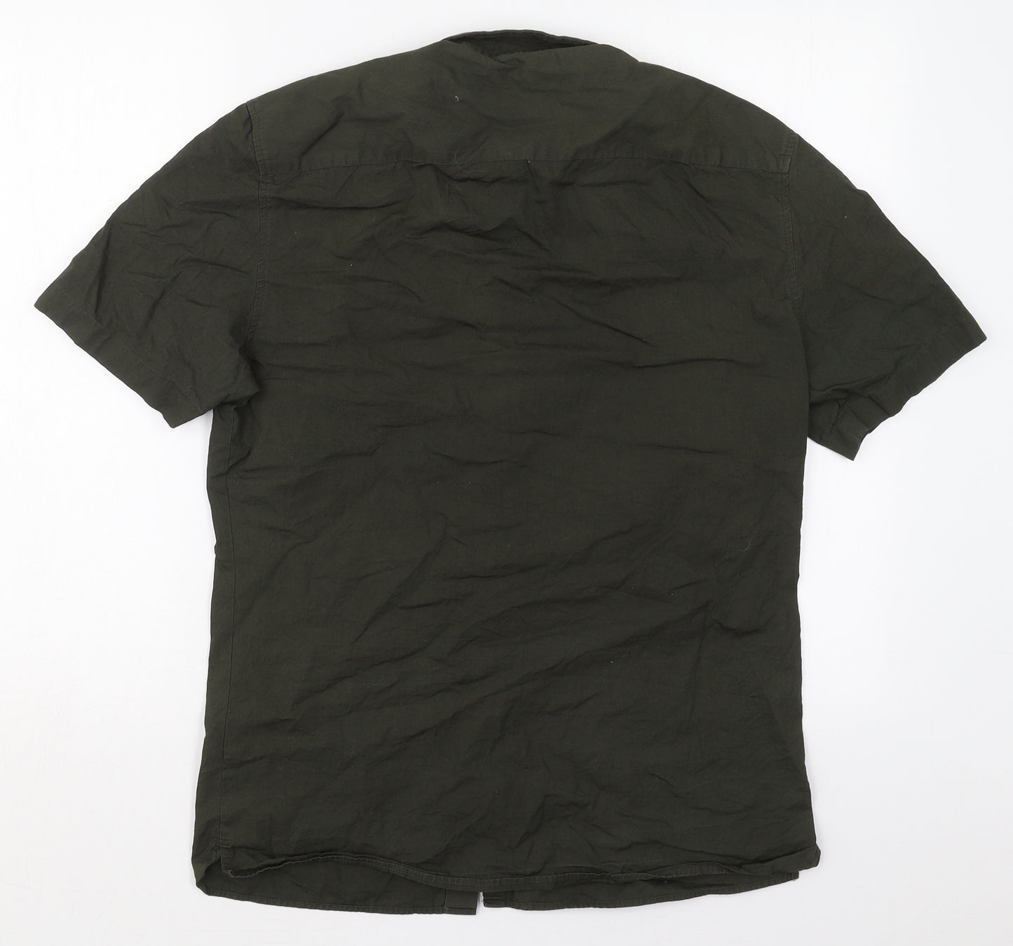 River Island Mens Green  Cotton  Button-Up Size M Collared Button