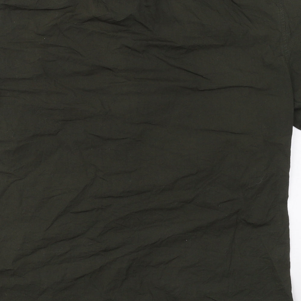 River Island Mens Green  Cotton  Button-Up Size M Collared Button