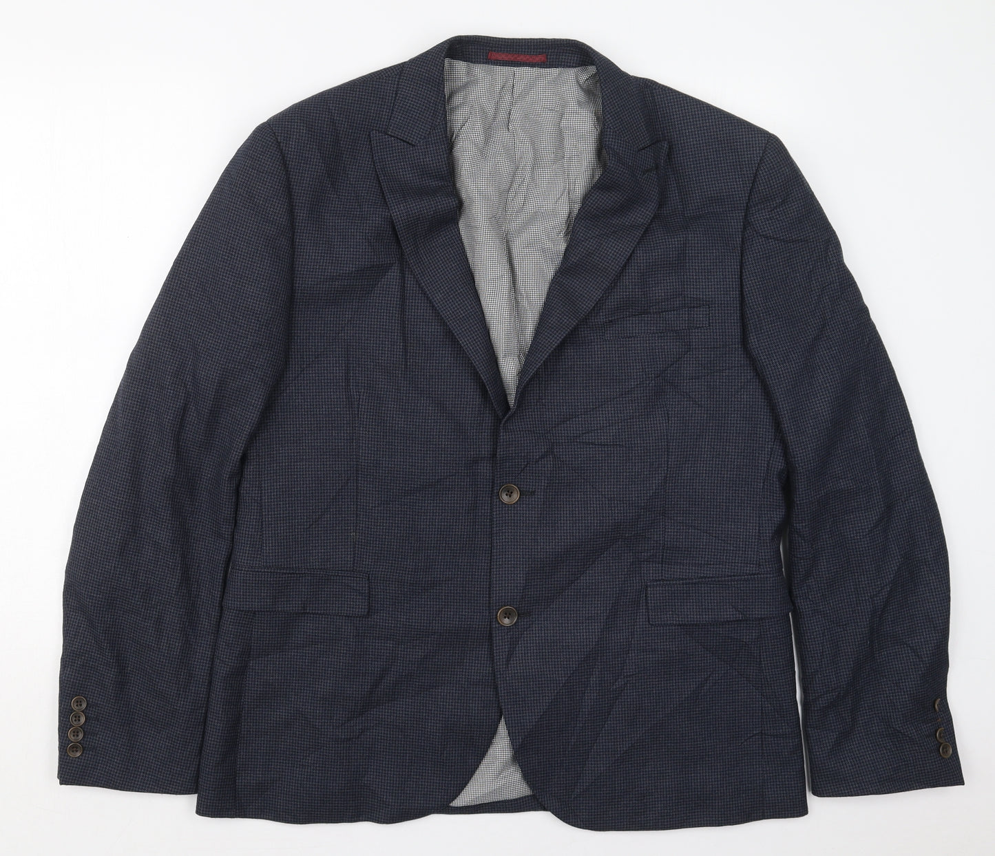 NEXT Mens Blue Herringbone Polyester Jacket Suit Jacket Size 46