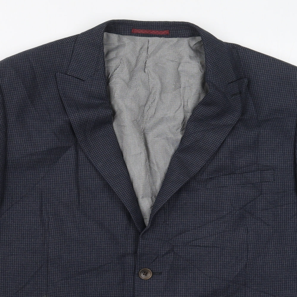 NEXT Mens Blue Herringbone Polyester Jacket Suit Jacket Size 46