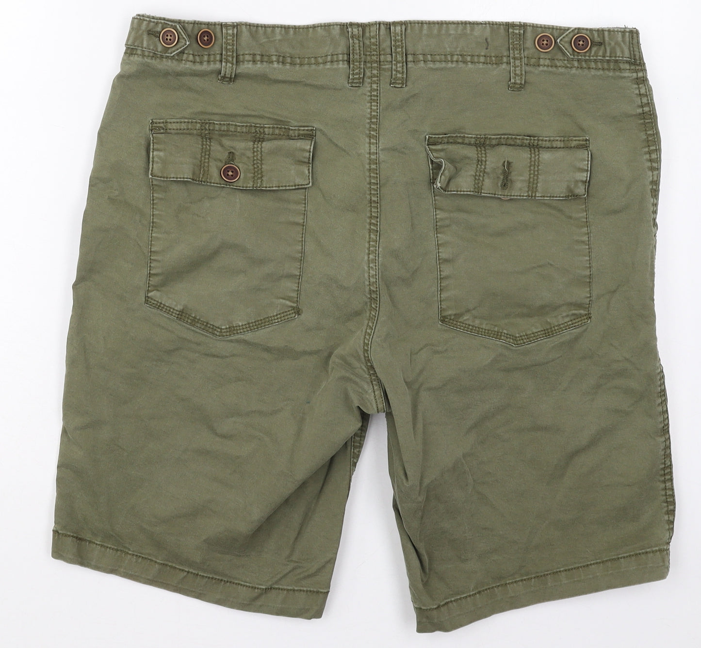 Primark Mens Green  Cotton Cargo Shorts Size 36 L9 in Regular Button