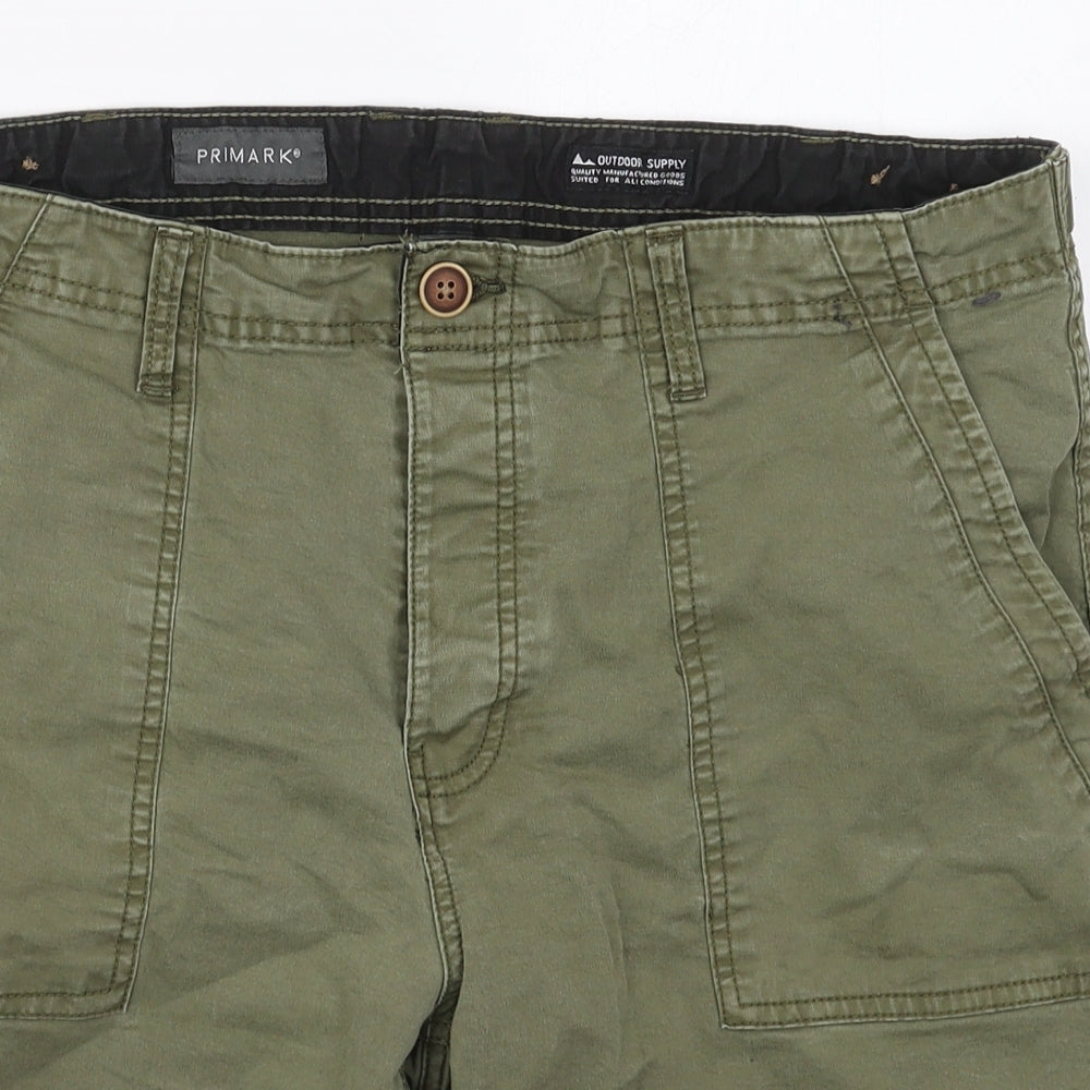 Primark Mens Green  Cotton Cargo Shorts Size 36 L9 in Regular Button