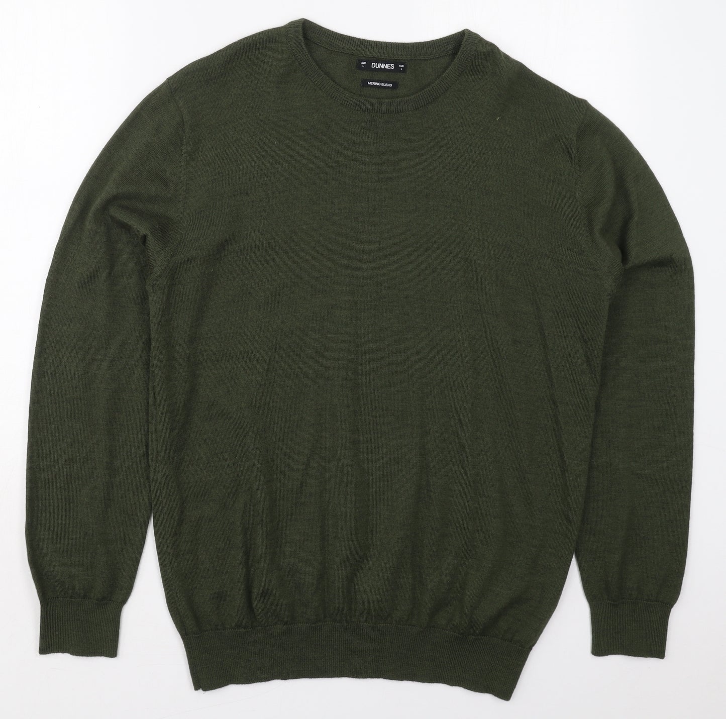 Dunnes Mens Green Crew Neck  Wool Pullover Jumper Size L