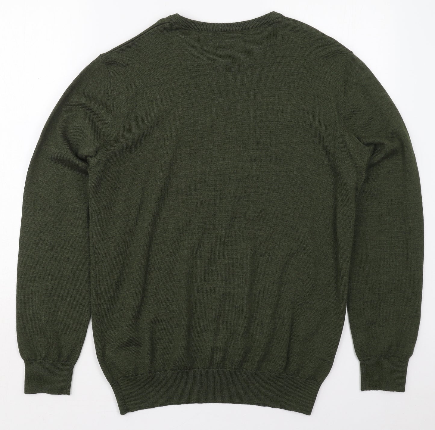 Dunnes Mens Green Crew Neck  Wool Pullover Jumper Size L