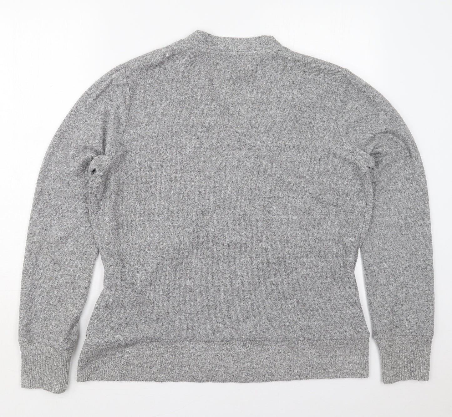 Long Tall Sally Womens Grey V-Neck  Polyester Pullover Jumper Size L