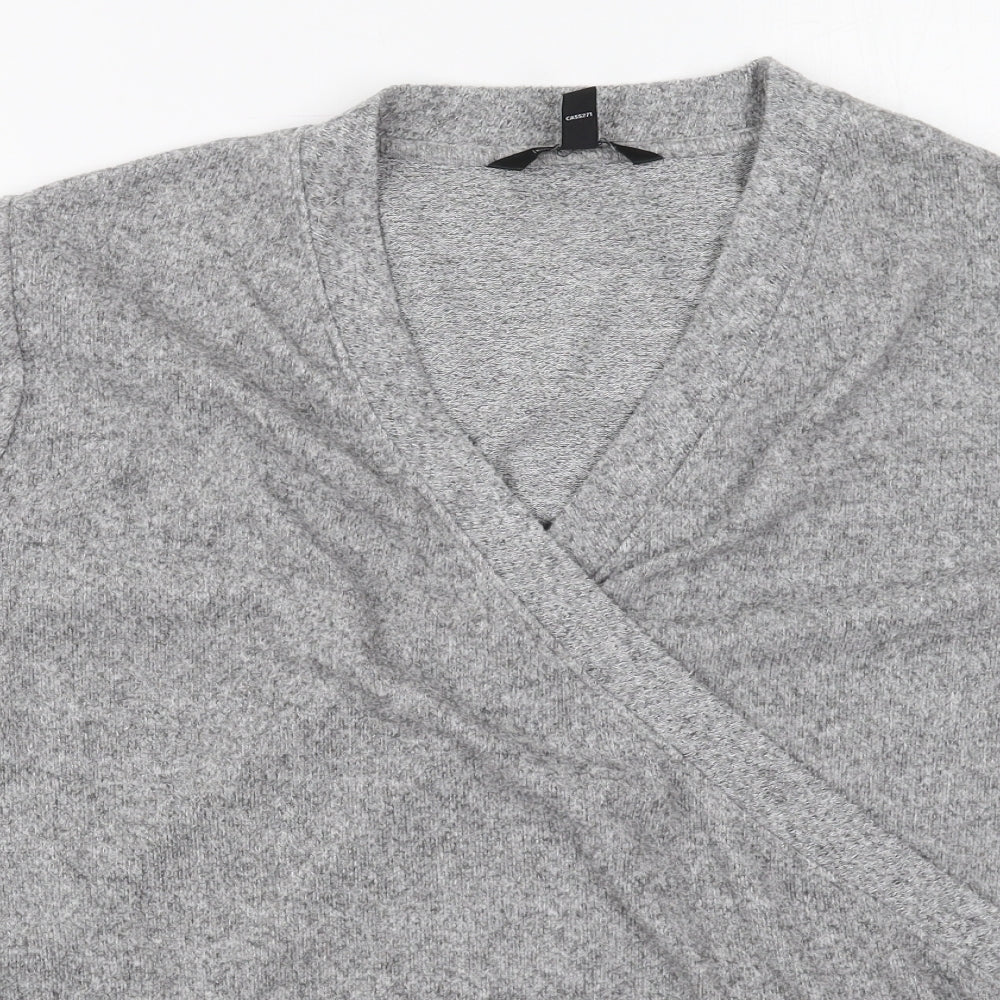 Long Tall Sally Womens Grey V-Neck  Polyester Pullover Jumper Size L