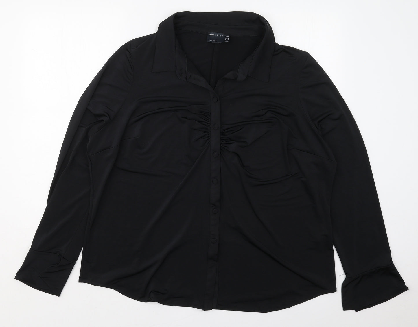 ASOS Womens Black  Polyester Basic Button-Up Size 28 Collared