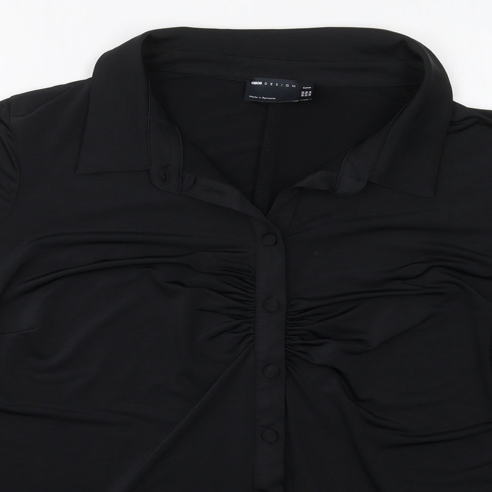 ASOS Womens Black  Polyester Basic Button-Up Size 28 Collared
