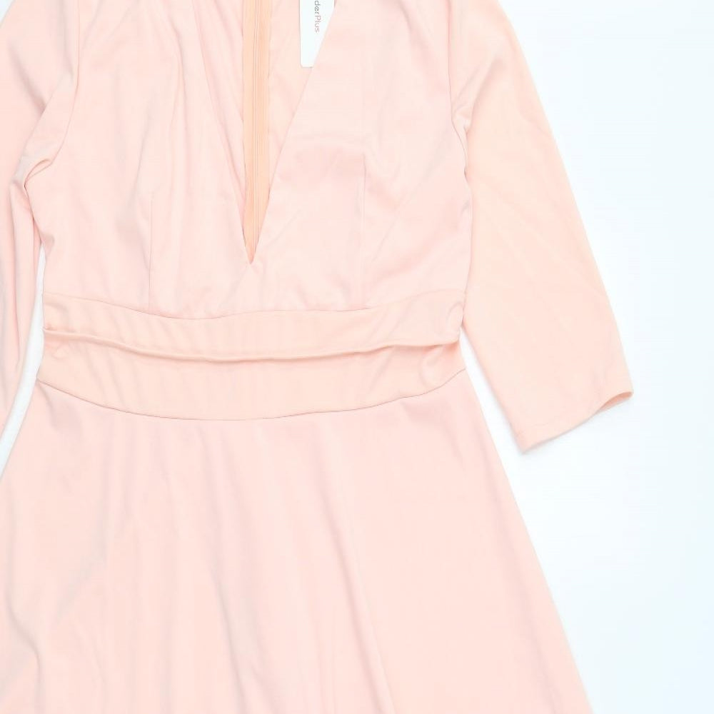 Order Plus Womens Pink  Polyester A-Line  Size XL  V-Neck Zip