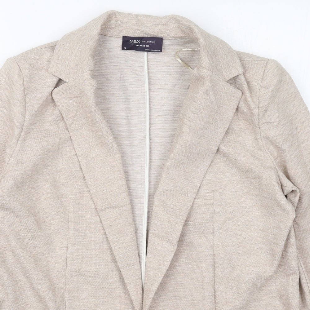 Marks and Spencer Womens Beige  Polyester Jacket Blazer Size 12