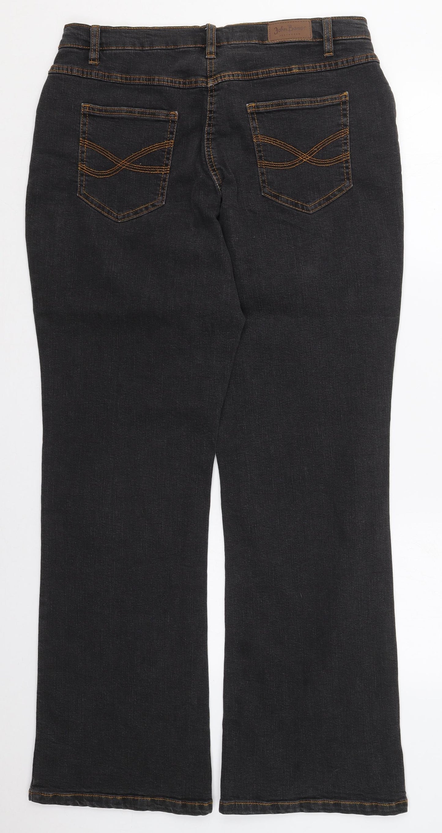 John Baner Womens Grey  Cotton Bootcut Jeans Size 18 L32 in Regular Button