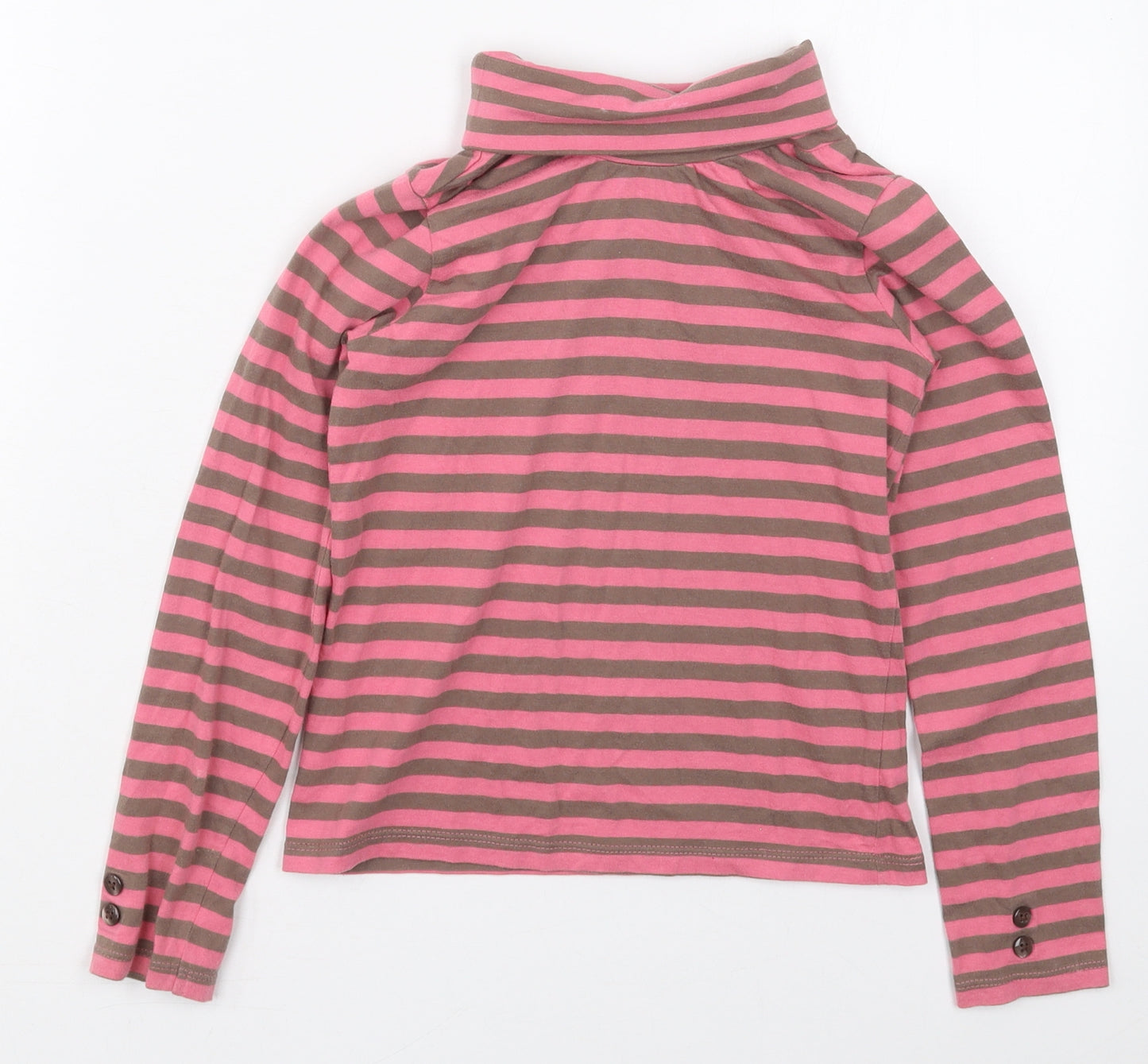 Cherokee Girls Pink Striped Cotton Basic T-Shirt Size 6-7 Years Roll Neck Pullover