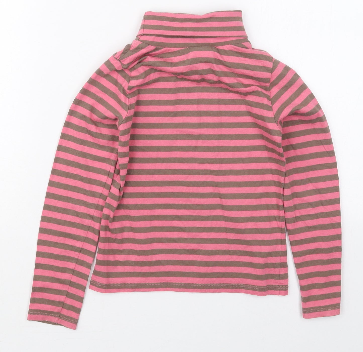 Cherokee Girls Pink Striped Cotton Basic T-Shirt Size 6-7 Years Roll Neck Pullover