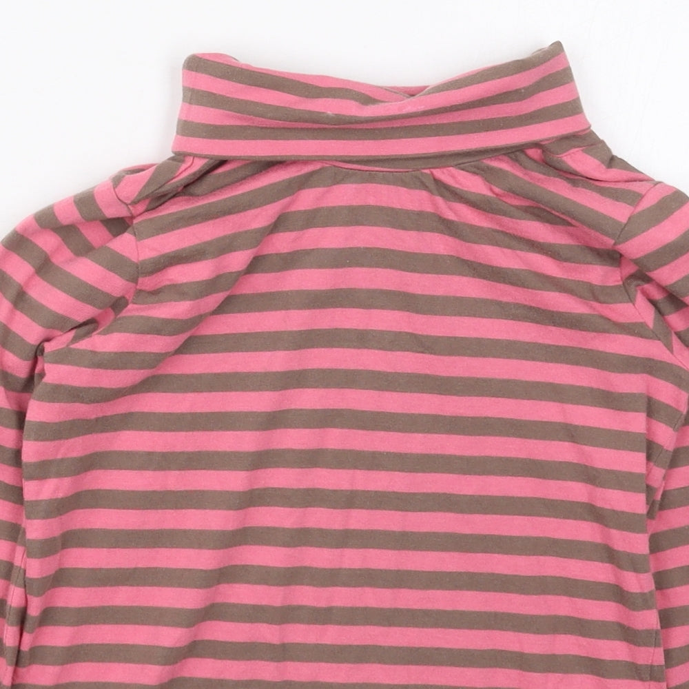 Cherokee Girls Pink Striped Cotton Basic T-Shirt Size 6-7 Years Roll Neck Pullover