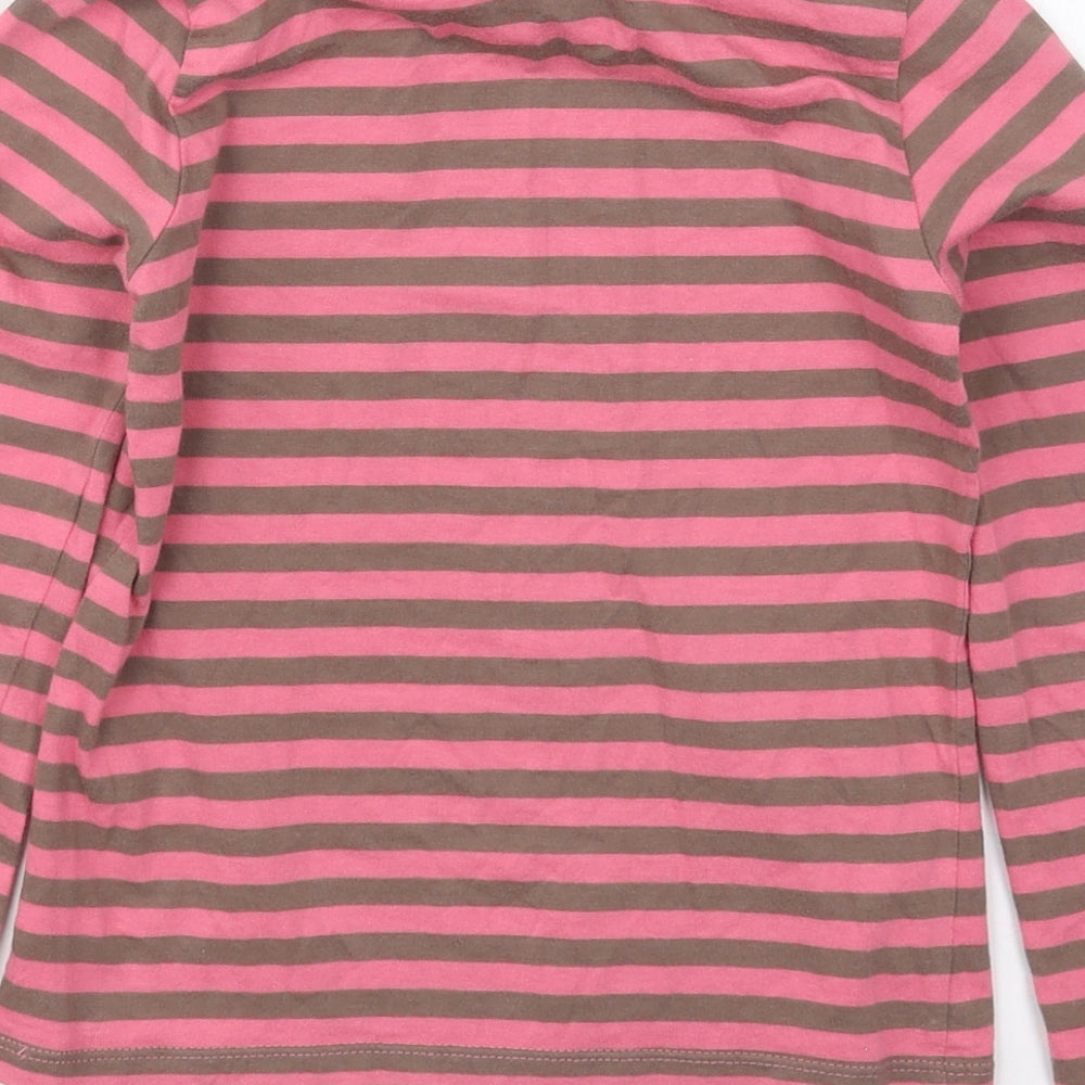Cherokee Girls Pink Striped Cotton Basic T-Shirt Size 6-7 Years Roll Neck Pullover