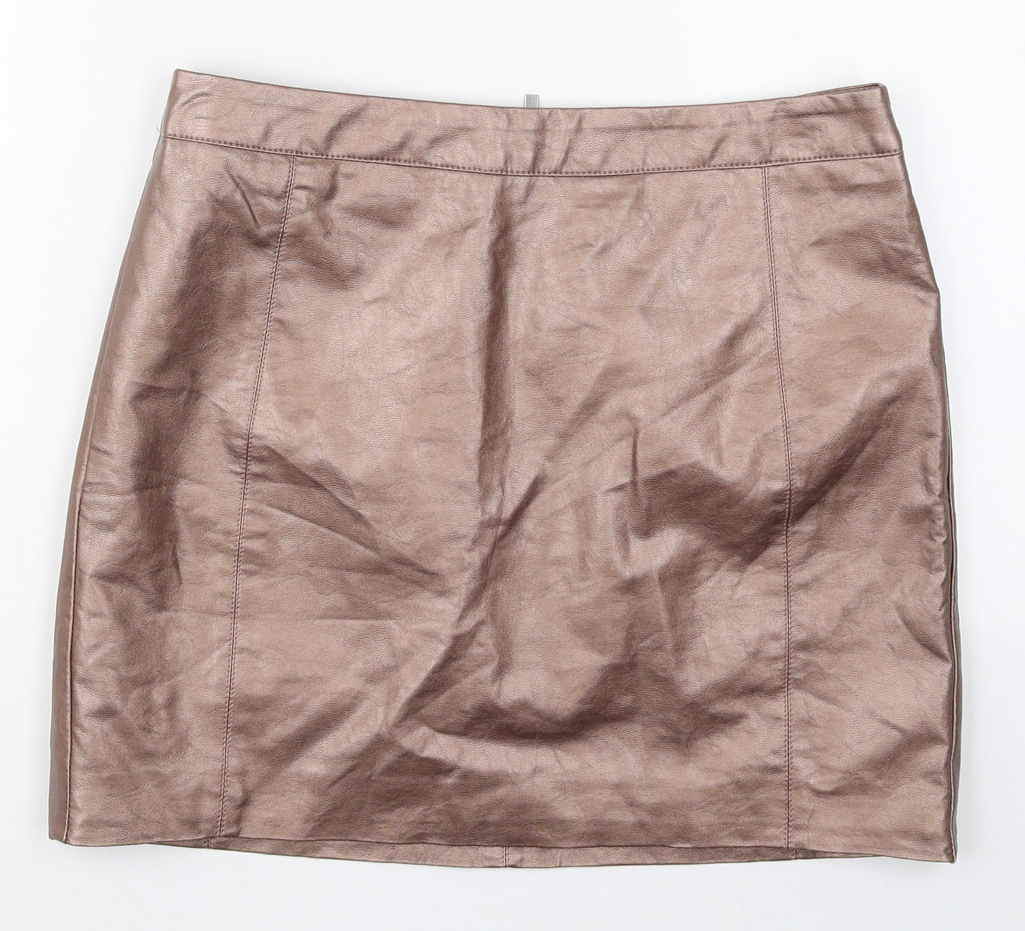 Oasis Womens Brown  Polyurethane Mini Skirt Size 12   Zip