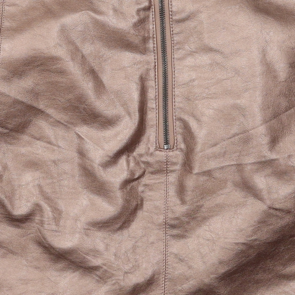Oasis Womens Brown  Polyurethane Mini Skirt Size 12   Zip