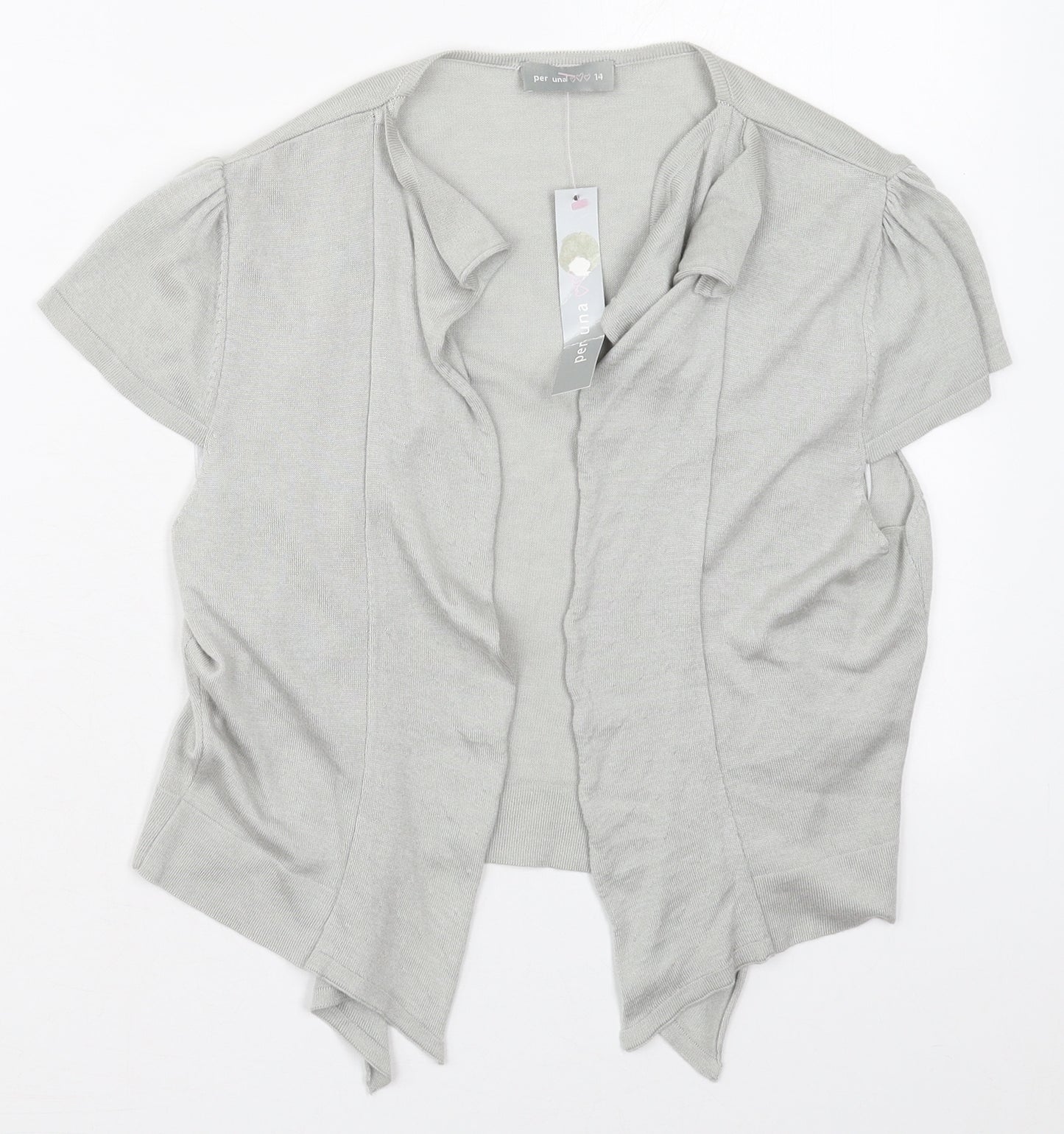 Per Una Womens Grey V-Neck  Viscose Cardigan Jumper Size 14