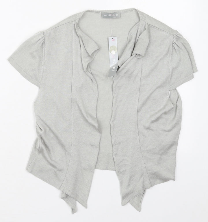 Per Una Womens Grey V-Neck  Viscose Cardigan Jumper Size 14