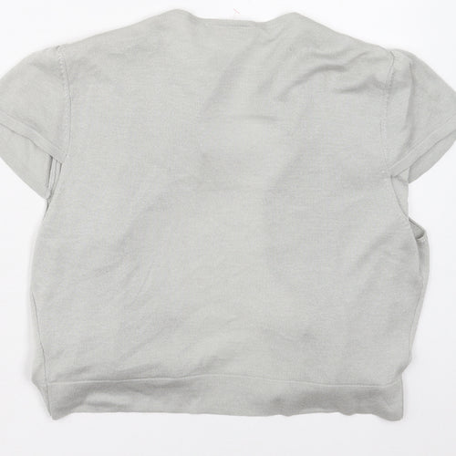 Per Una Womens Grey V-Neck  Viscose Cardigan Jumper Size 14