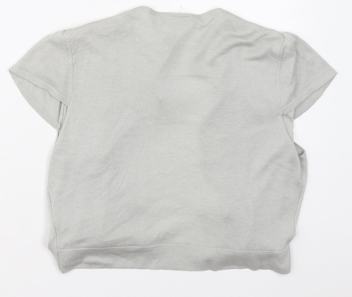 Per Una Womens Grey V-Neck  Viscose Cardigan Jumper Size 14