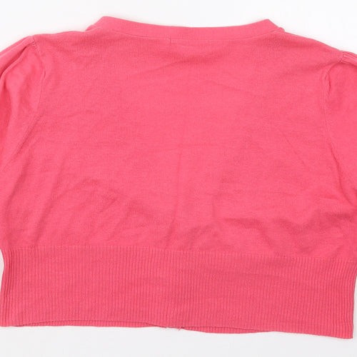Marks and Spencer Womens Pink V-Neck  Cotton Cardigan Jumper Size 14