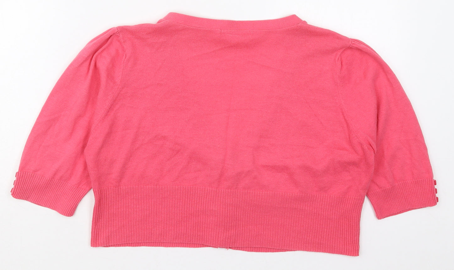 Marks and Spencer Womens Pink V-Neck  Cotton Cardigan Jumper Size 14