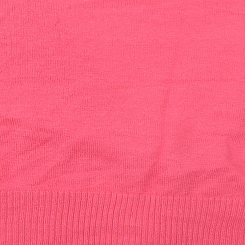 Marks and Spencer Womens Pink V-Neck  Cotton Cardigan Jumper Size 14