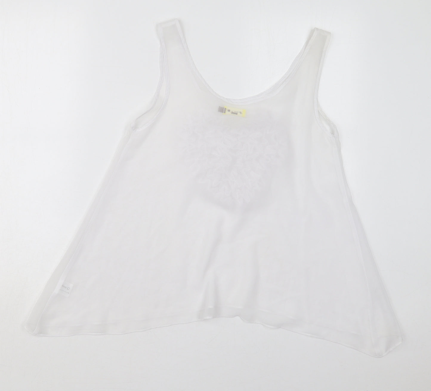 Max C Womens White  Polyester Basic Tank Size 8 Scoop Neck - Heart