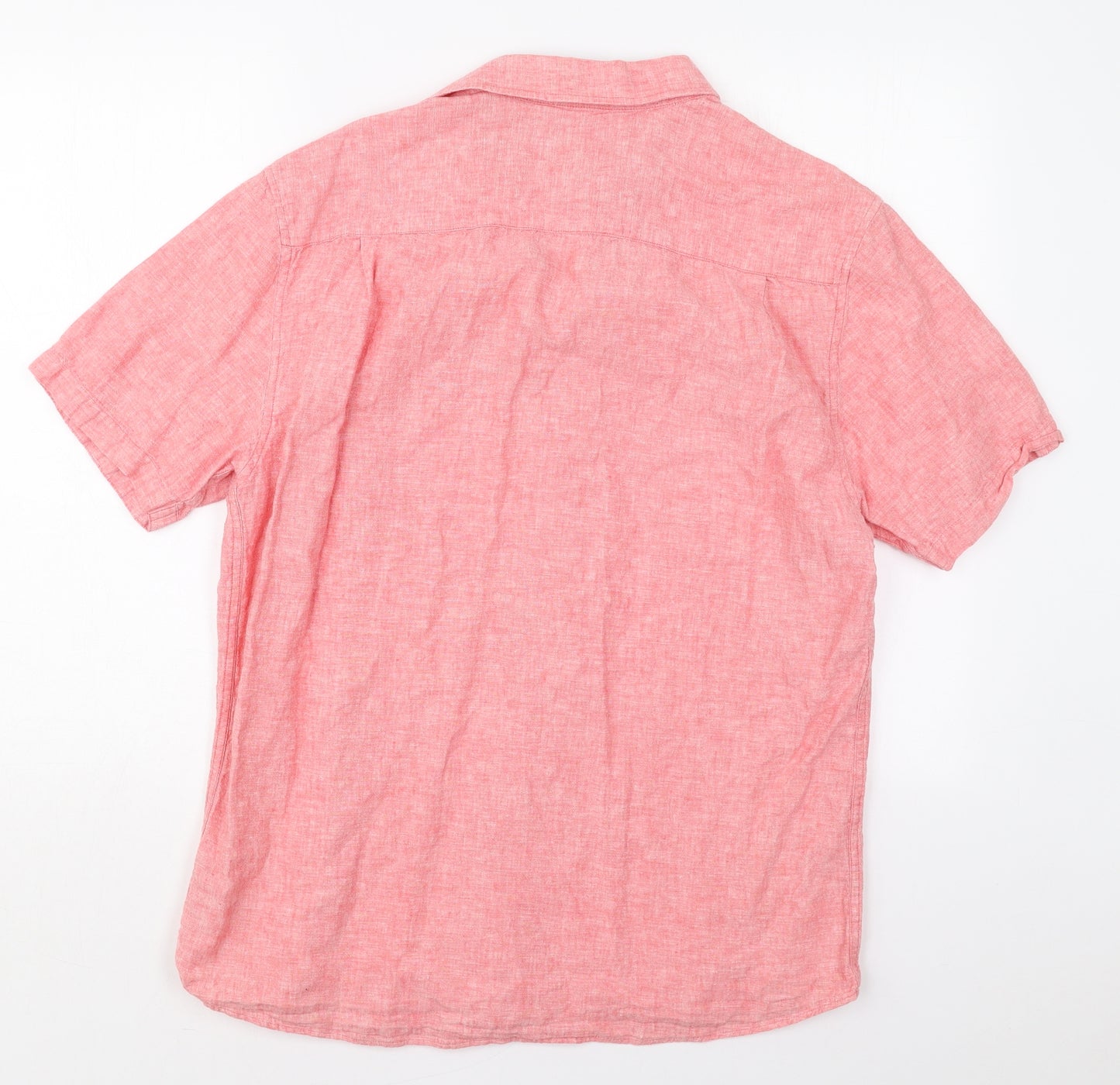 Dunnes Mens Red  Linen  Button-Up Size L Collared Button