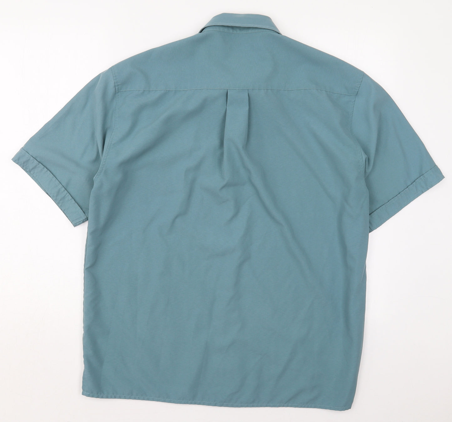 St Bernard Mens Blue  Polyester  Button-Up Size M Collared Button