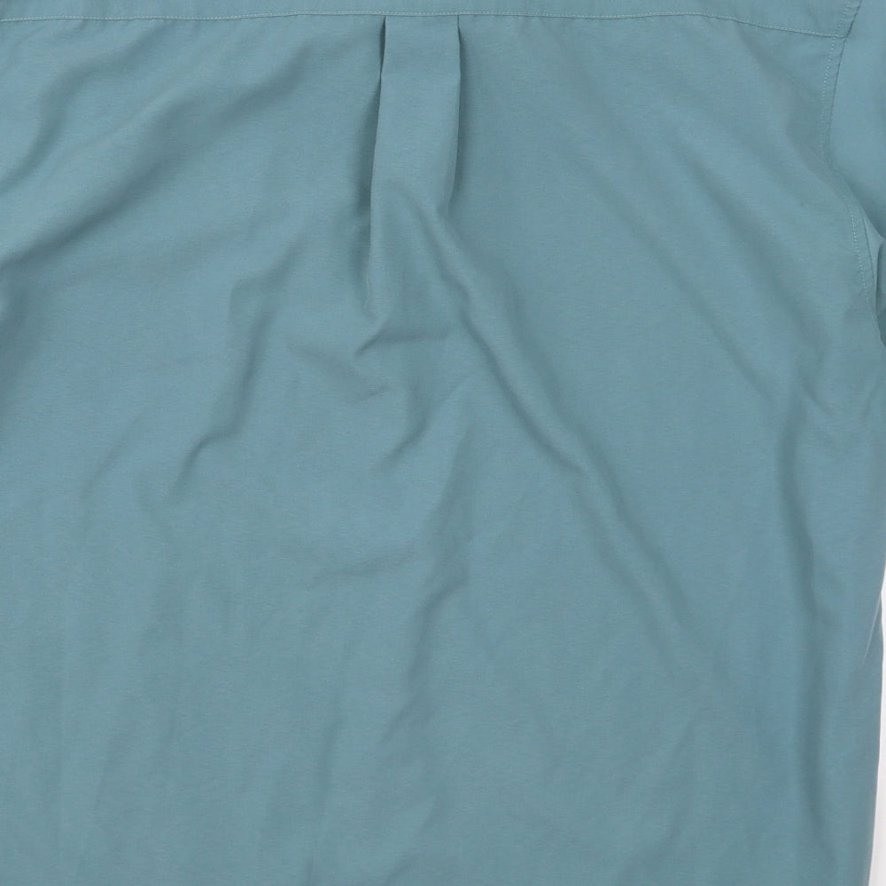 St Bernard Mens Blue  Polyester  Button-Up Size M Collared Button