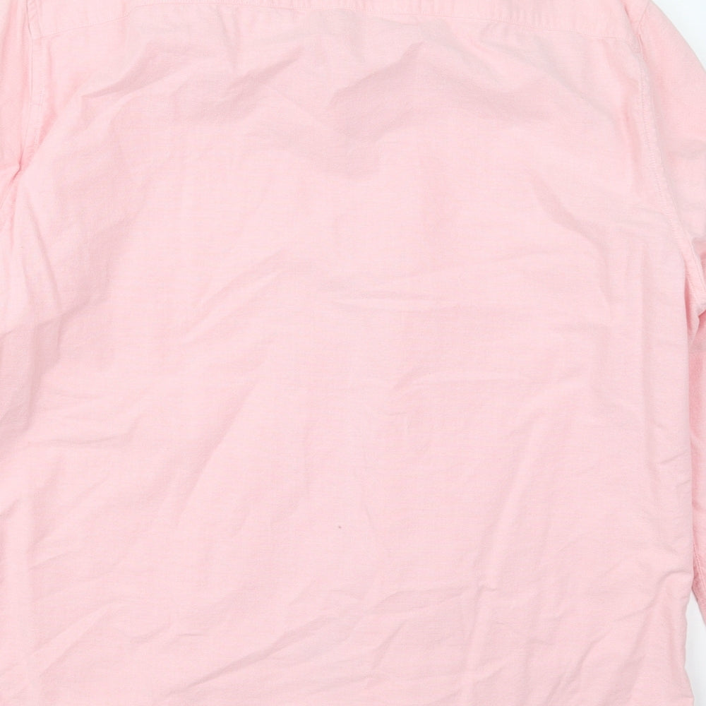 Dunnes Mens Pink  Cotton  Button-Up Size L Collared Button