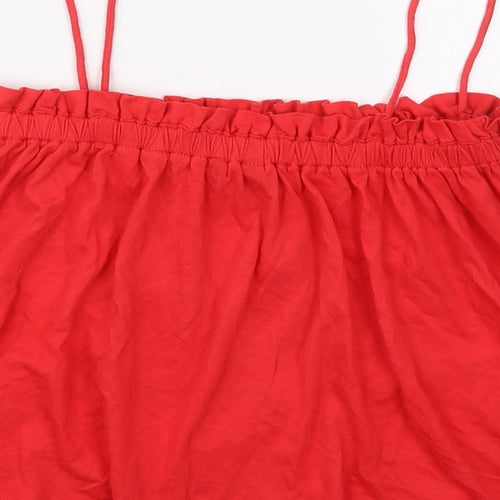 New Look Womens Red  Cotton Basic Tank Size 10 Square Neck