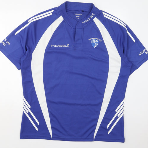 Kooga Mens Blue  Polyester  T-Shirt Size 2XL V-Neck  - Ballymoney RFC