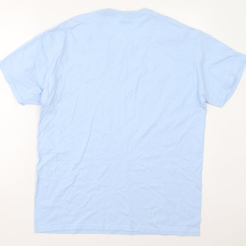 Gildan Mens Blue  Cotton  T-Shirt Size L Crew Neck  - Ballymoney RFC Toon Tours